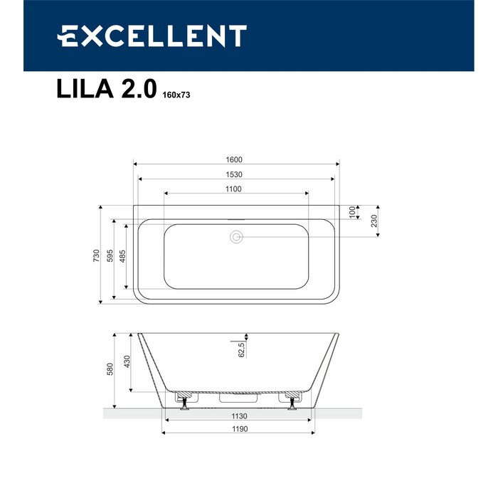 картинка Ванна EXCELLENT Lila 2.0 160x73 