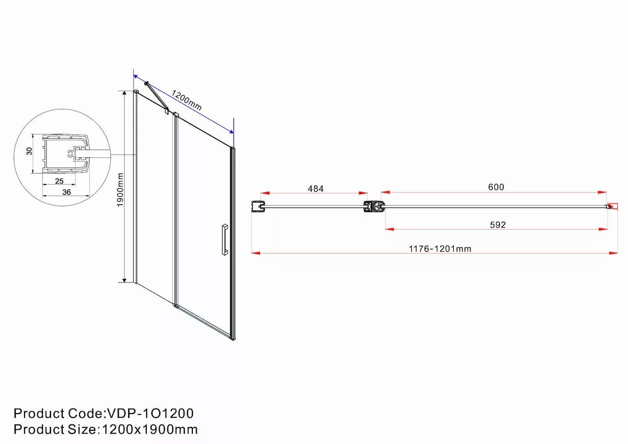 фото Душевая дверь Vincea Orta VPP-1O120CL 