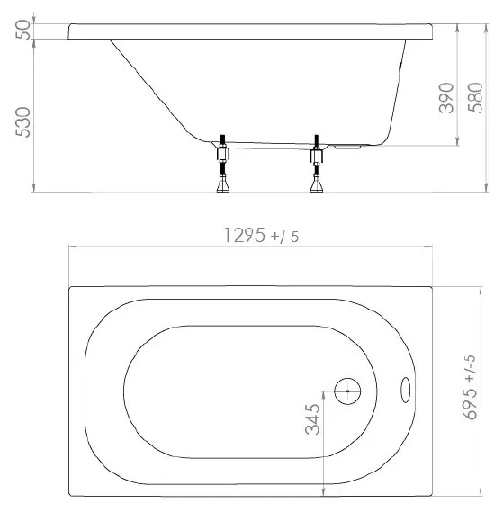 картинка Акриловая ванна Triton Стандарт 130x70 см с ножками Triton Стандарт 