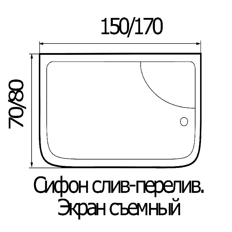 картинка Акриловая ванна WEMOR 170x80x55 