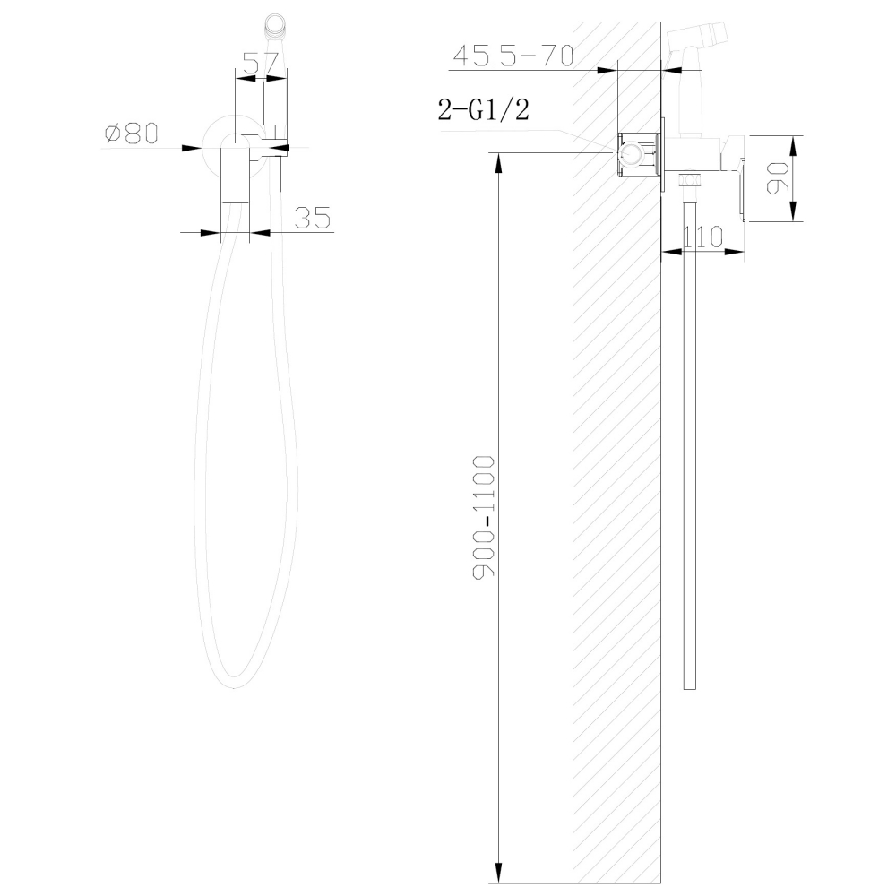 картинка Смеситель ABBER Weiss Insel AF8025W с гигиеническим душем белый 