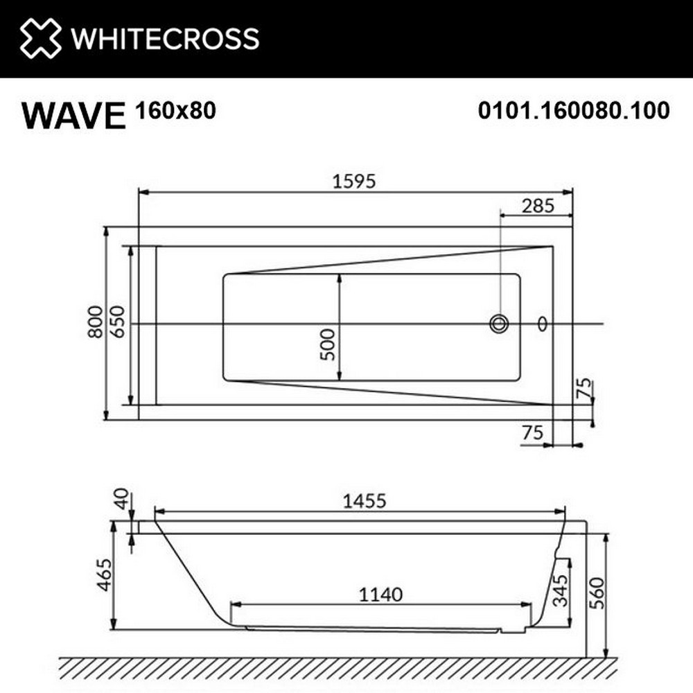 картинка Ванна WHITECROSS Wave 160x80 SOFT золото 