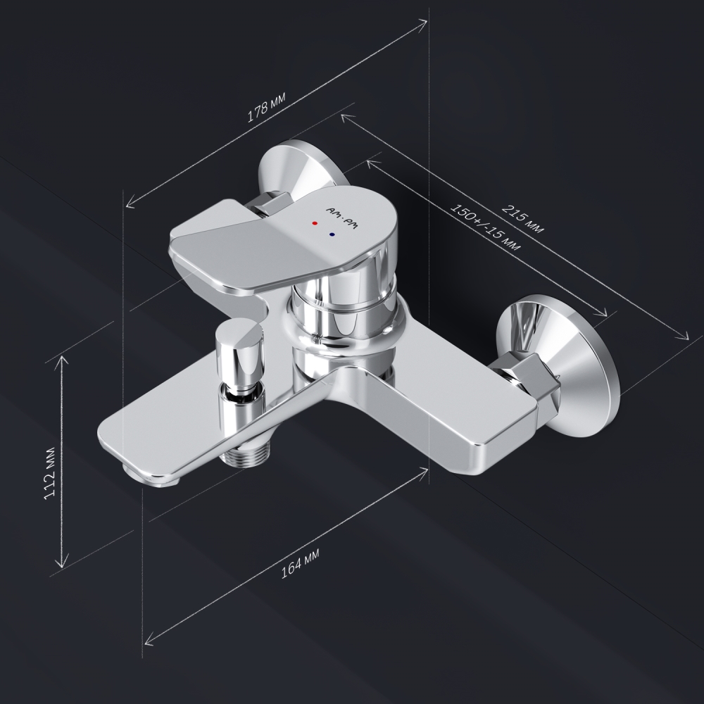 картинка Смеситель для ванны и душа AM.PM X-Joy F85A10000 