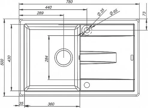 картинка Мойка кухонная из искусственного гранита IDDIS Vane G V33C781i87 