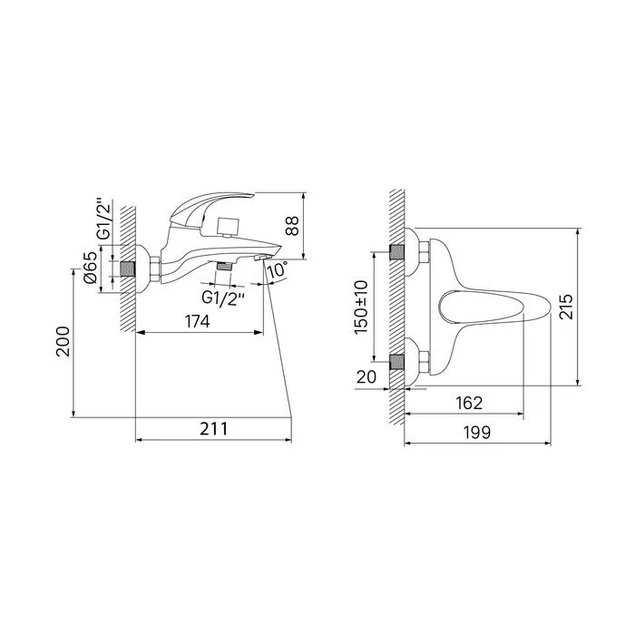 картинка Смеситель IDDIS Leaf LEASB00I02WA для ванны с душем 