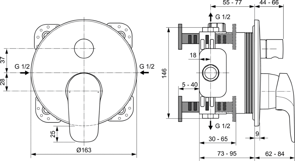 картинка Смеситель Ideal Standard CERAFLEX A6725AA для ванны с душем 