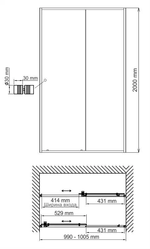 картинка Душевая дверь WasserKRAFT Rhin 44S12 