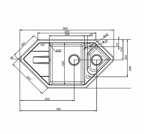 картинка Мойка кухонная из искусственного гранита IDDIS Vane G V28P965i87 