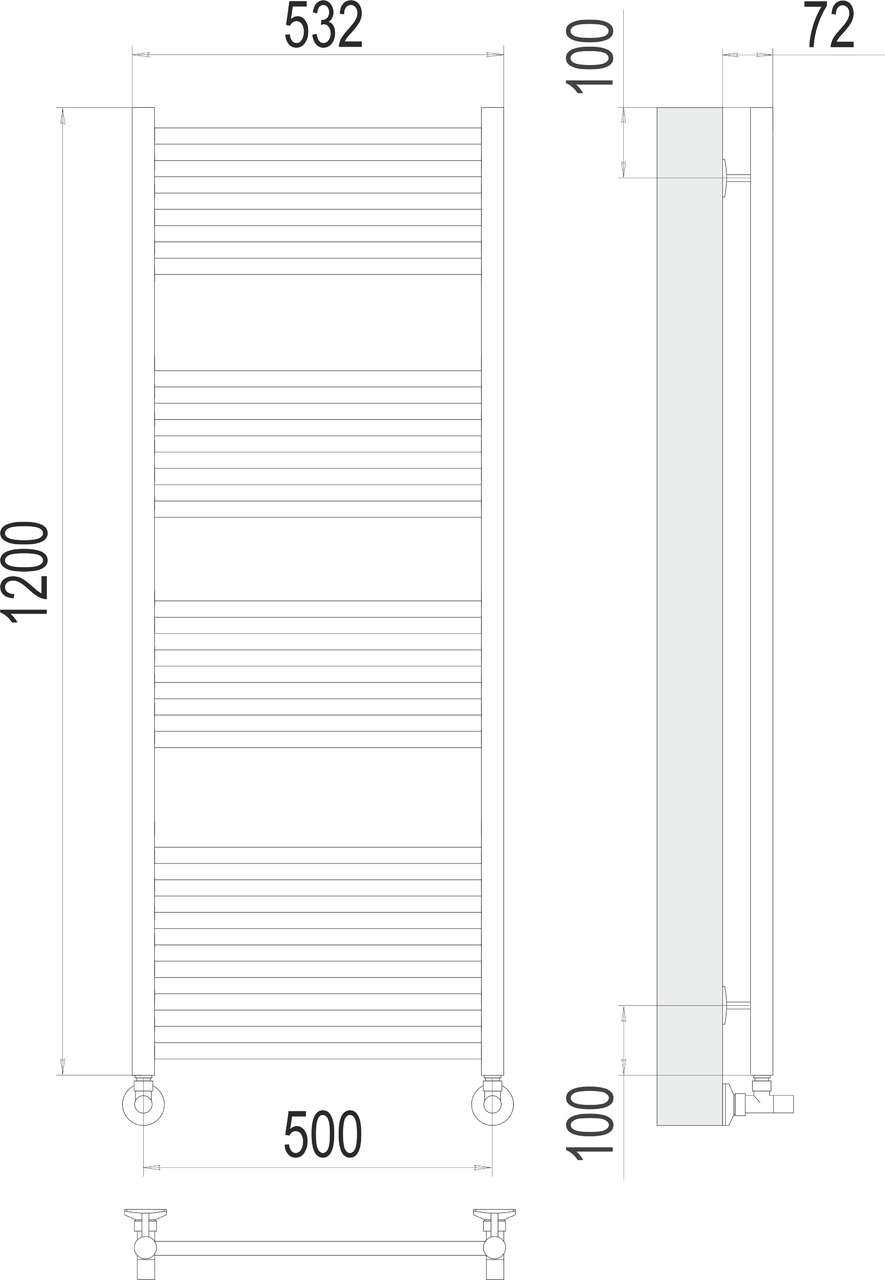 картинка Полотенцесушитель водяной Terminus Аврора П22 500х1200 