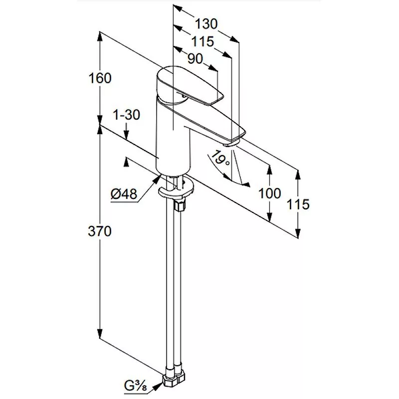 картинка Смеситель для раковины Kludi Pure Solid 342920575, хром 