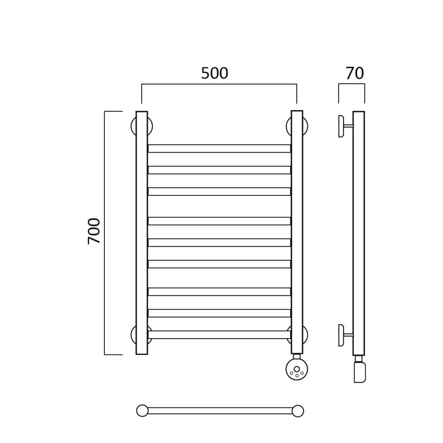 картинка Полотенцесушитель электрический ПРЯМАЯ групповая 70х50 ПРАВЫЙ Aquanerzh 00-12A7050_R 