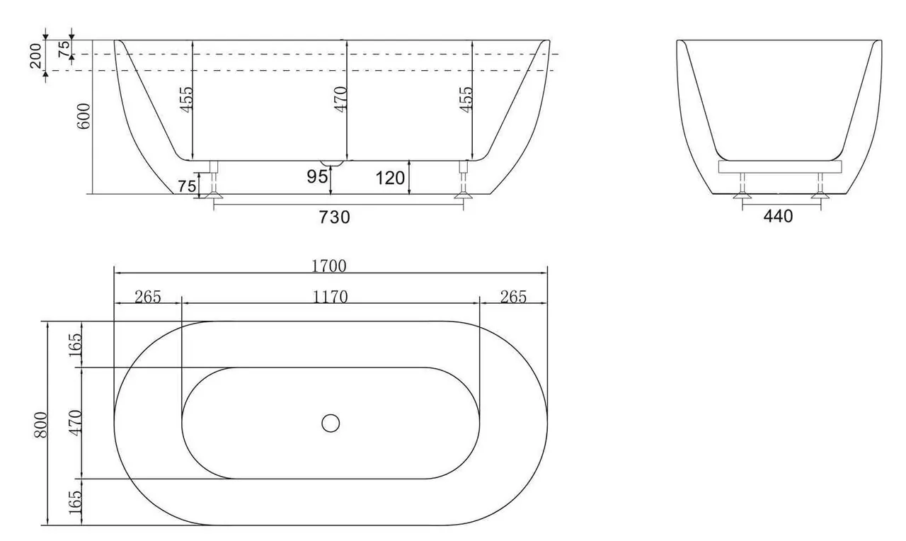 картинка Акриловая ванна BelBagno BB70-1700-800 