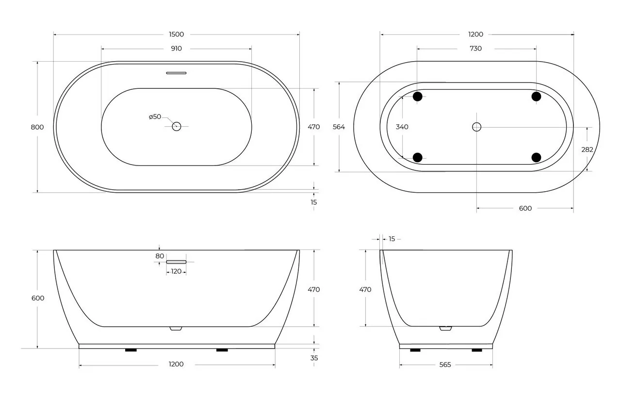 картинка Акриловая ванна BelBagno BB413-1500-800 