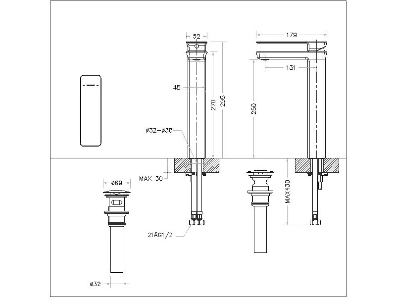 картинка Смеситель для раковины высокий Bravat F156101C-A-ENG 