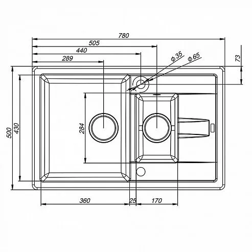 картинка Мойка кухонная из искусственного гранита IDDIS Vane G V16B785i87 