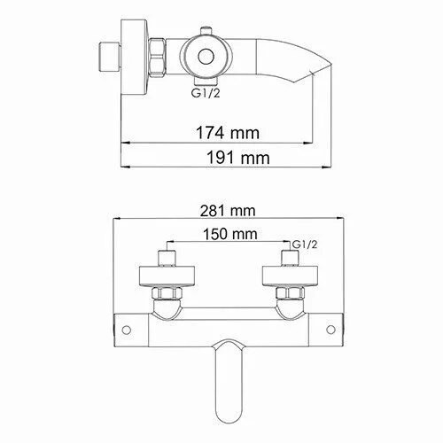 картинка Смеситель для ванны WasserKRAFT Berkel 4811 Thermo 