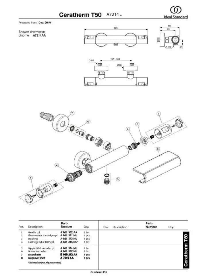 картинка Смеситель Ideal Standard A7214AA для душа 