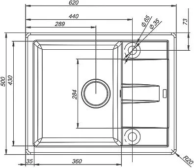 картинка Мойка кухонная из искусственного гранита IDDIS Vane G V06B621i87 