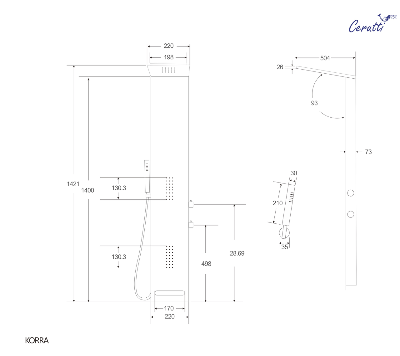 картинка Панель душевая Cerutti SPA KORRA W CT9257 