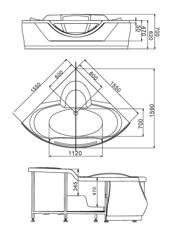 картинка Акриловая ванна Gemy G9025-II O 