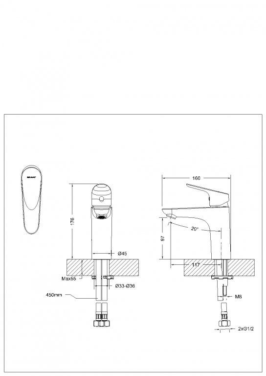 картинка Смеситель для раковины Bravat Drop F14898C-RUS 