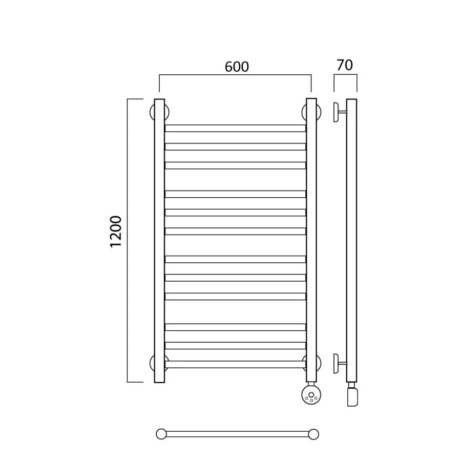 картинка Полотенцесушитель электрический ПРЯМАЯ групповая 120х60 ПРАВЫЙ Aquanerzh 00-12A12060_R 