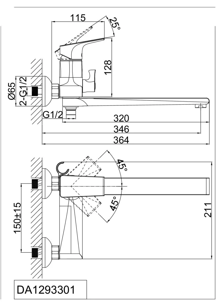 картинка Смеситель для ванны D&K Rhein Hertz DA1293301 