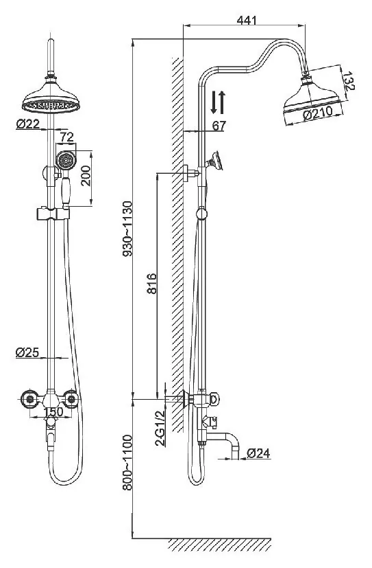 картинка Душевая стойка D&K Kassel Hessen DA1424701D08 