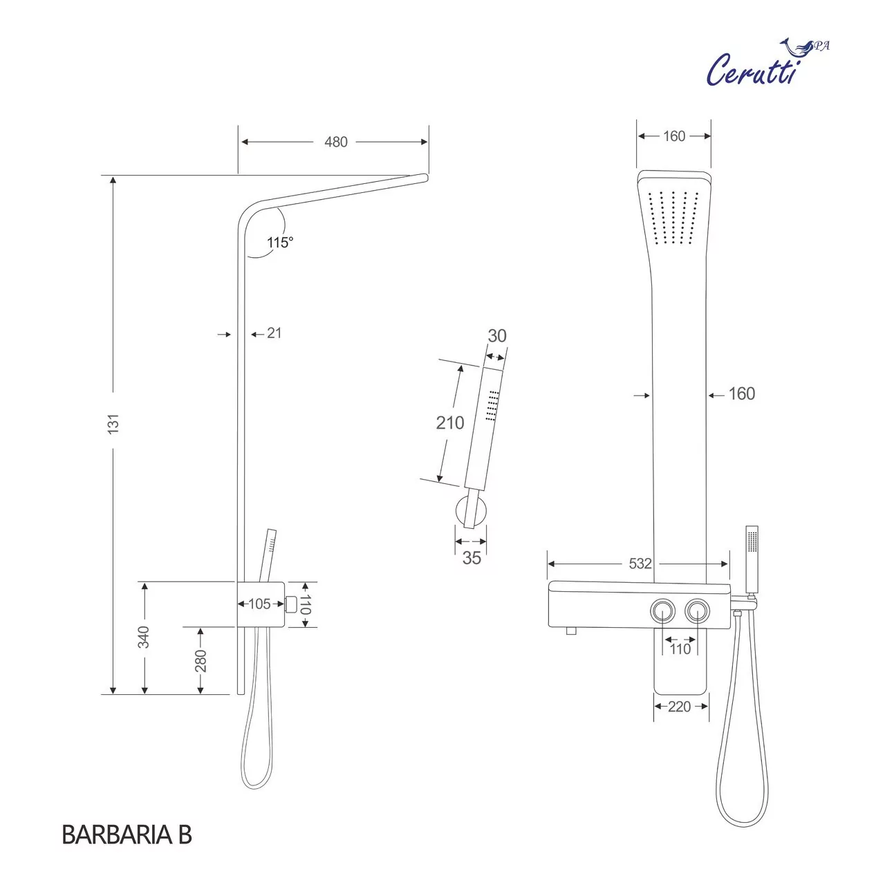 картинка Панель душевая Cerutti SPA BARBARIA B CT9657 