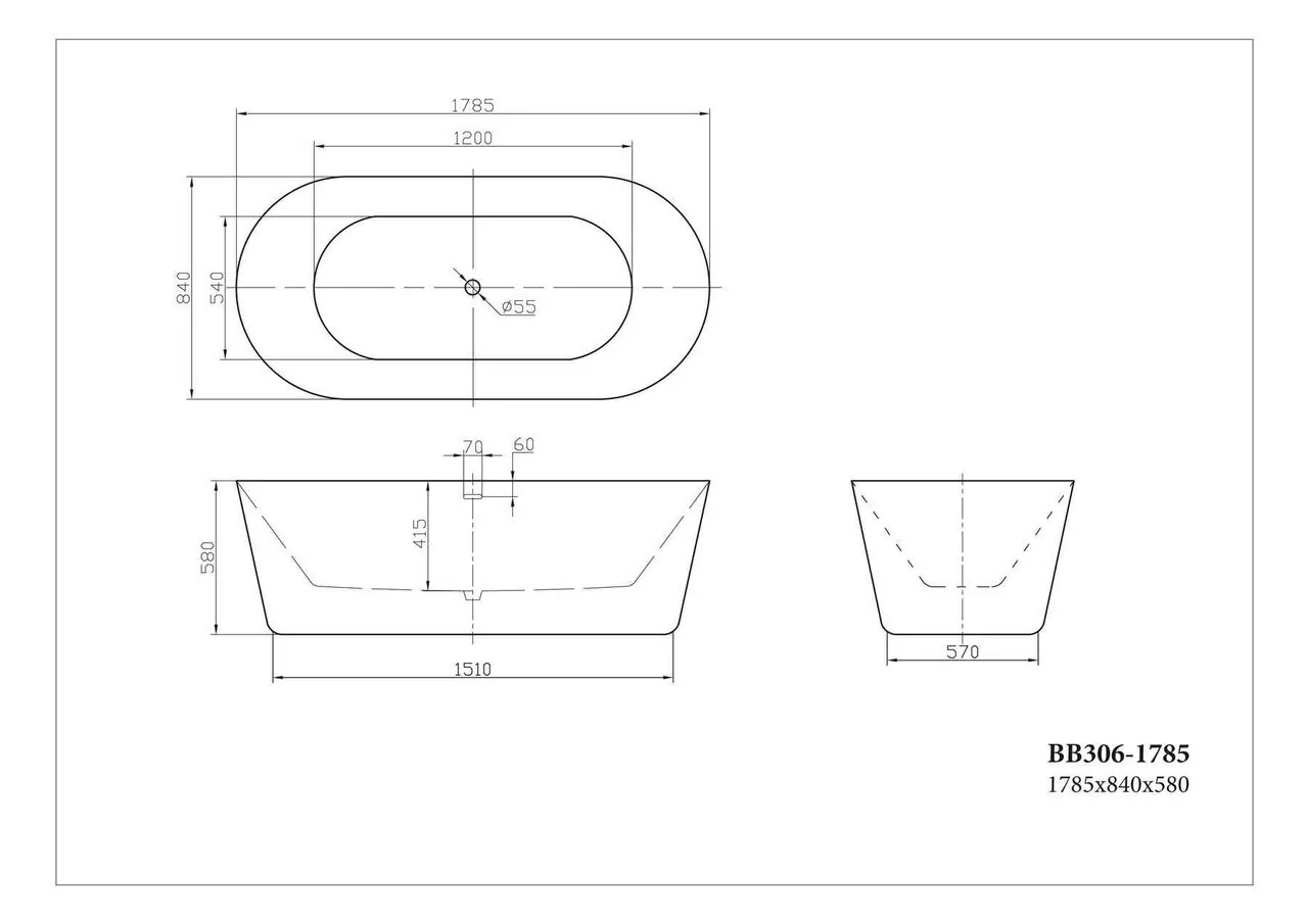 картинка Акриловая ванна BelBagno BB306-1785 