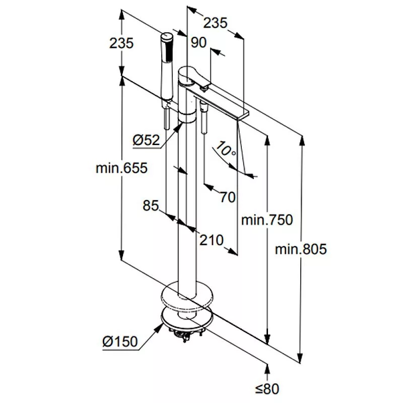 картинка Смеситель для ванны Kludi Zenta SL 485900565, хром 