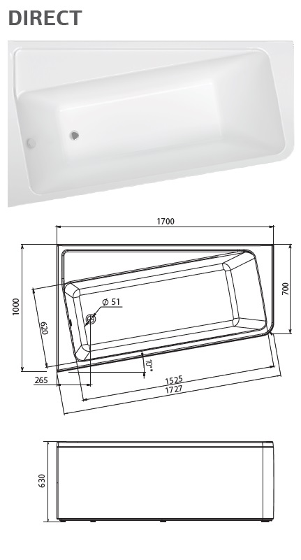 картинка Ванна Marka One DIRECT 170x100 L 