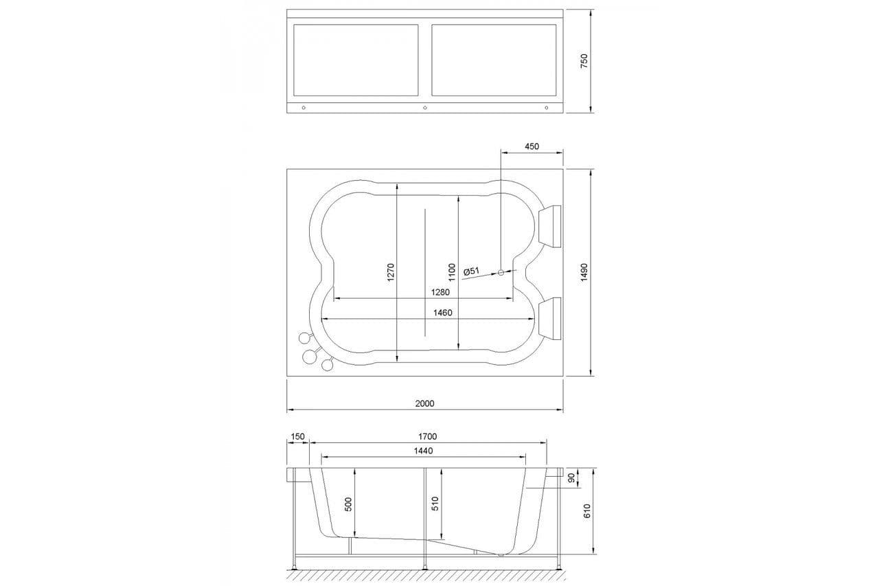 картинка Акриловая ванна Royal Bath Hardon De Luxe 200x150 с гидромассажем 