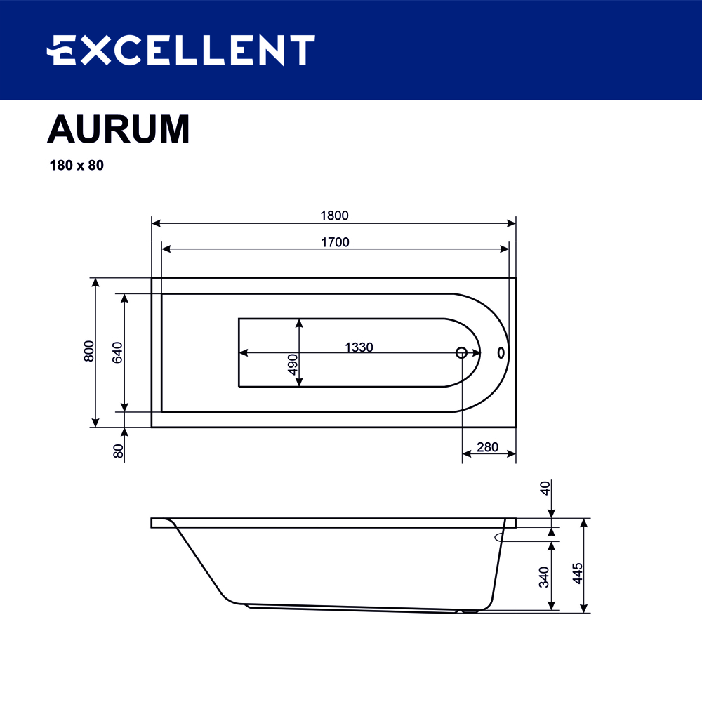 картинка Ванна ACTIMA Aurum 180x80 HYDRO хром 