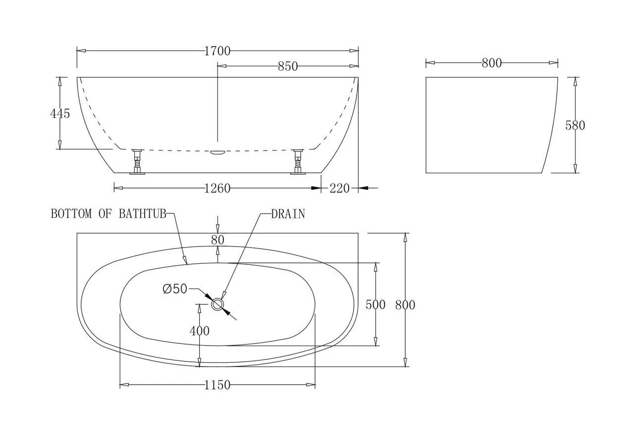 картинка Акриловая ванна без перелива BelBagno BB83-1700-W0 