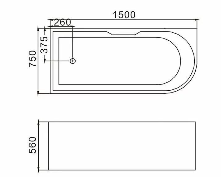 картинка Ванна пристенная Grossman GR-2201R 75x150x56 