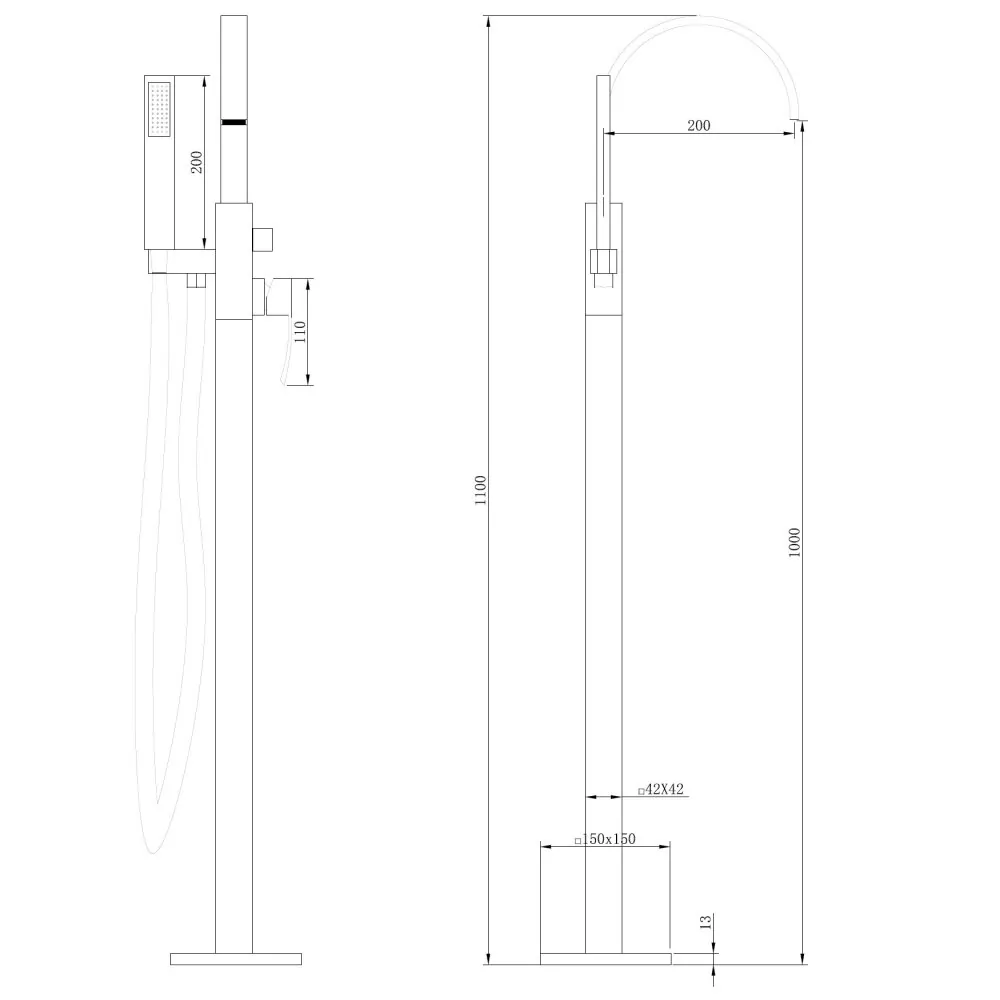 картинка Смеситель ABBER Wasserfall AF8615NG напольный никель 