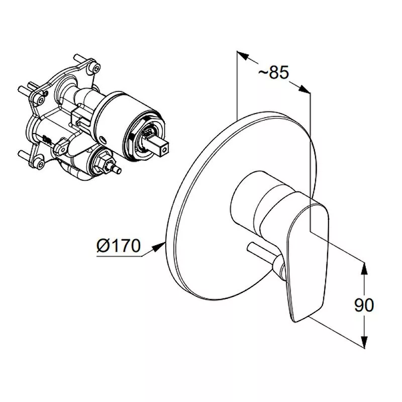 картинка Смеситель для ванны с душем Kludi Pure Solid 346500575, хром 