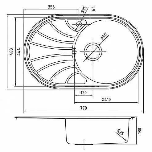 картинка Мойка кухонная из нержавеющей стали IDDIS Suno SUN77SRi77 