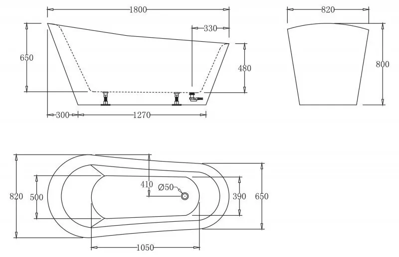 картинка Акриловая ванна без перелива BelBagno BB63-1800-W0 1800х870х850 