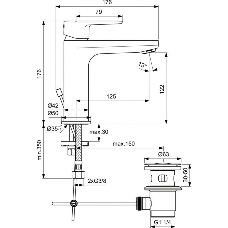 картинка Смеситель для раковины Ideal Standard CERAFINE MODEL O BC699AA 