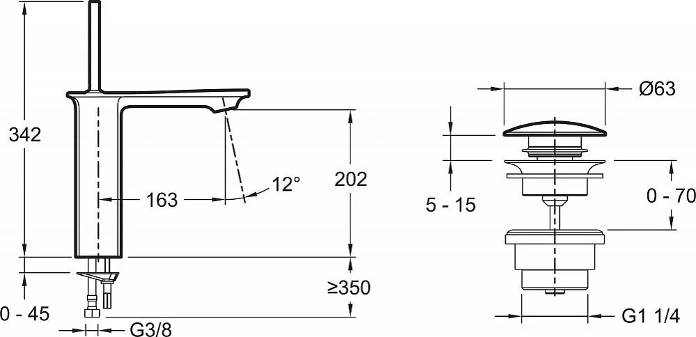 картинка Смеситель Jacob Delafon Stance E14761-CP для раковины 