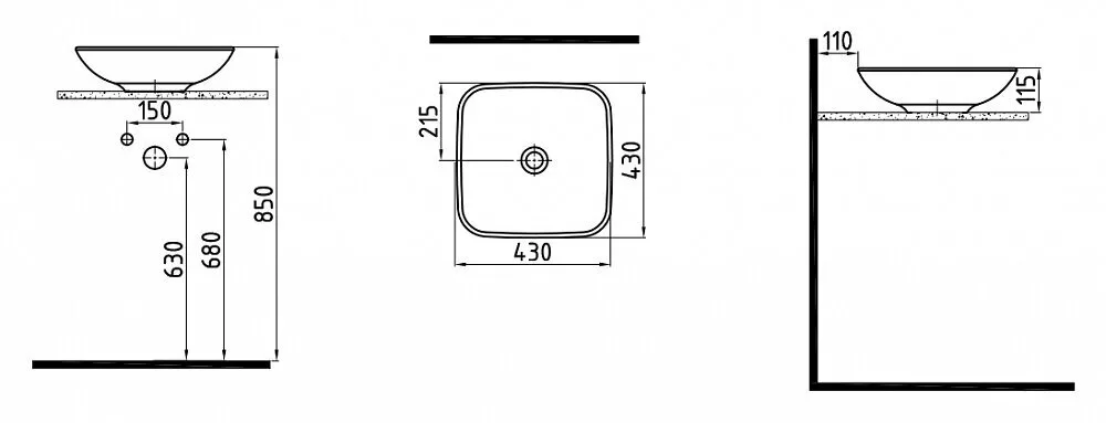 картинка Раковина Bien Harmony HRLG04301FD0W3000 