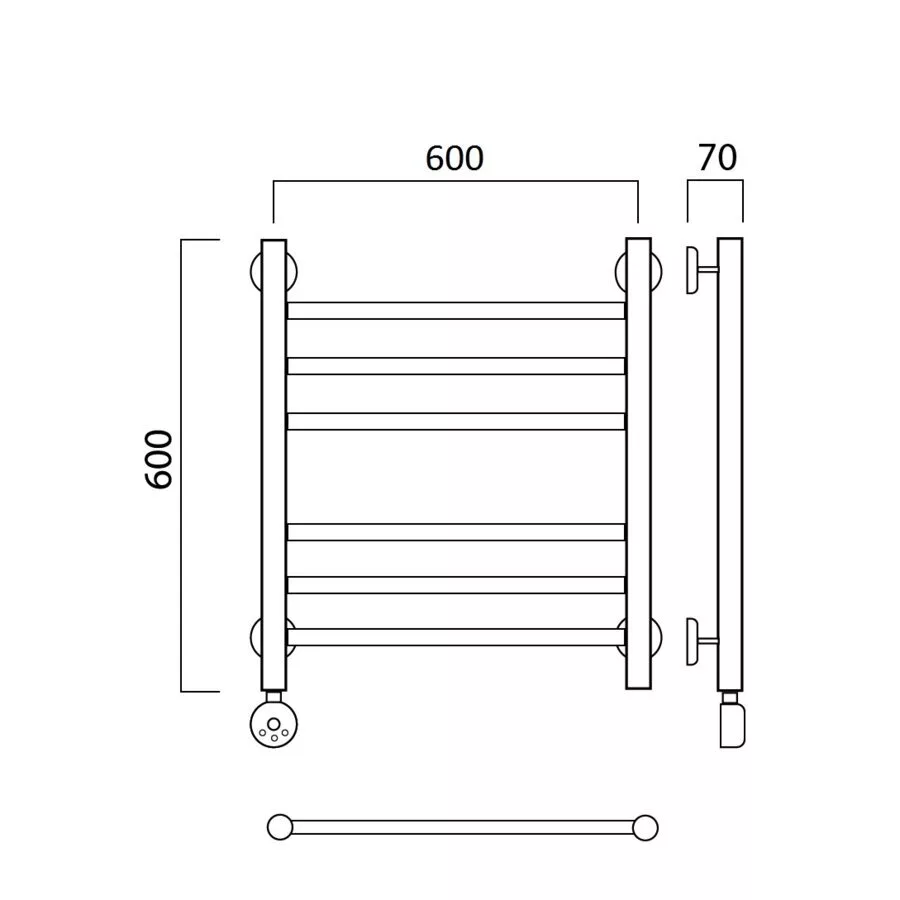 картинка Полотенцесушитель электрический ПРЯМАЯ групповая 60х60 ЛЕВЫЙ Aquanerzh 00-12A6060_L 