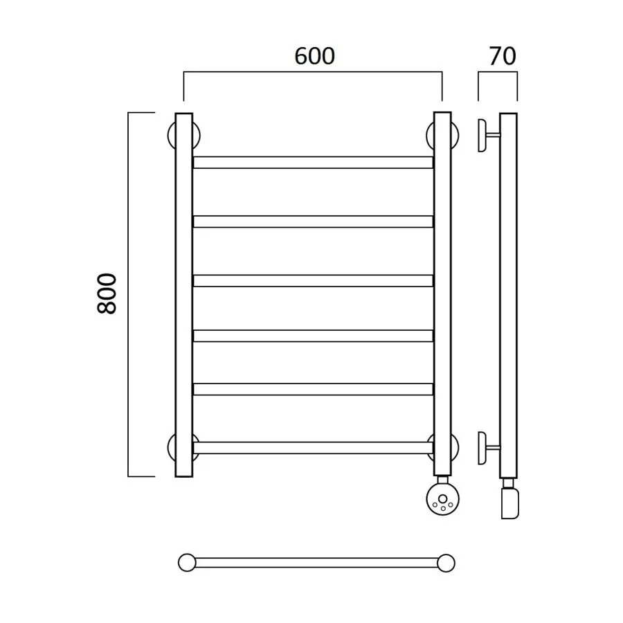 картинка Полотенцесушитель электрический ПРЯМАЯ 80х60 ПРАВЫЙ Aquanerzh 000-10A8060_R 