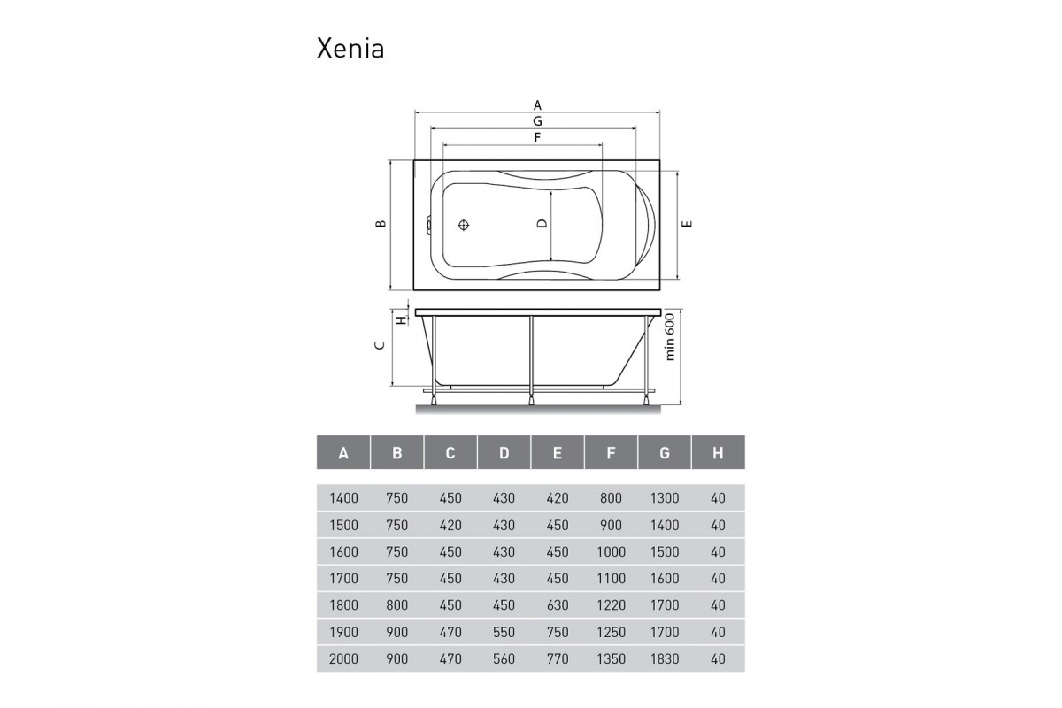 картинка Акриловая ванна Relisan Xenia 150x75 