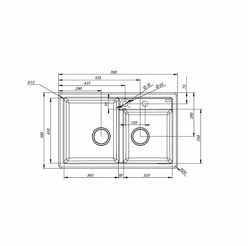 картинка Мойка кухонная из искусственного гранита IDDIS Vane G V35C782i87 