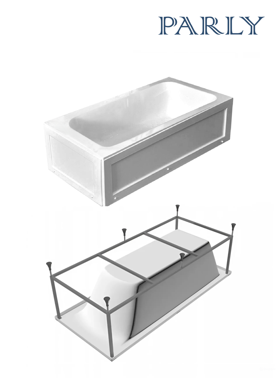 картинка Ванна акриловая с каркасом без экрана PARLY ORTIZ 1700x700x520 приставная белая 