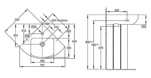 картинка Раковина Jacob Delafon Odeon Up E4710 угловая 