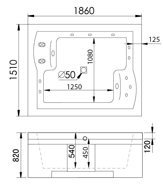 картинка Акриловая ванна Gemy G9052-II O L 